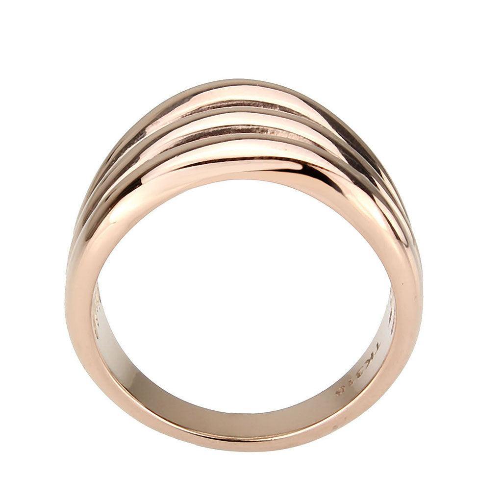 Alamode IP Rose Gold(Ion Plating) Stainless Steel Ring with NoStone in No Stone - Alamode