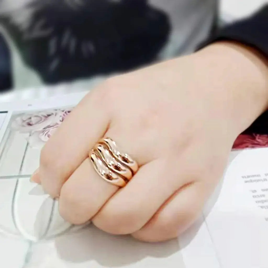 Alamode IP Rose Gold(Ion Plating) Stainless Steel Ring with NoStone in No Stone - Alamode - Flyclothing LLC