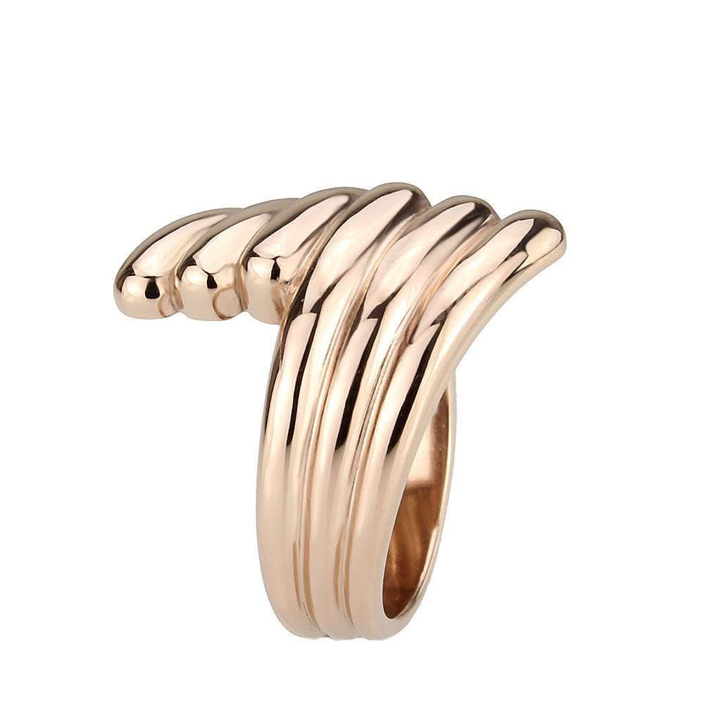 Alamode IP Rose Gold(Ion Plating) Stainless Steel Ring with NoStone in No Stone - Flyclothing LLC