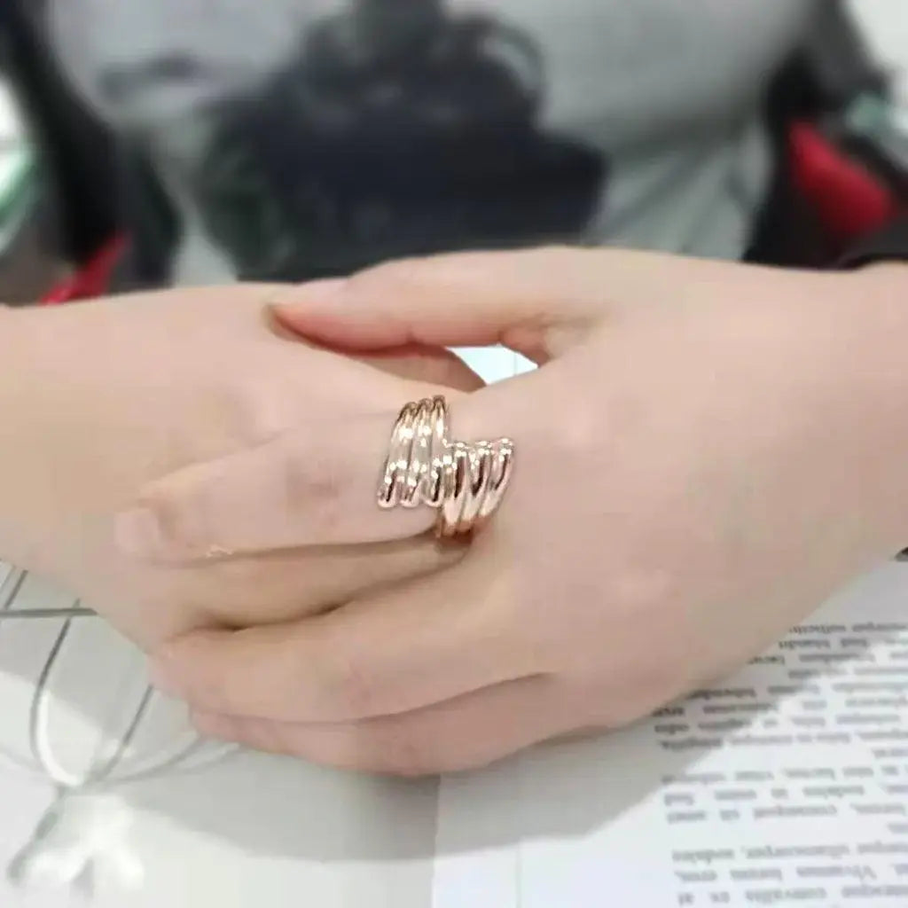 Alamode IP Rose Gold(Ion Plating) Stainless Steel Ring with NoStone in No Stone - Alamode - Flyclothing LLC