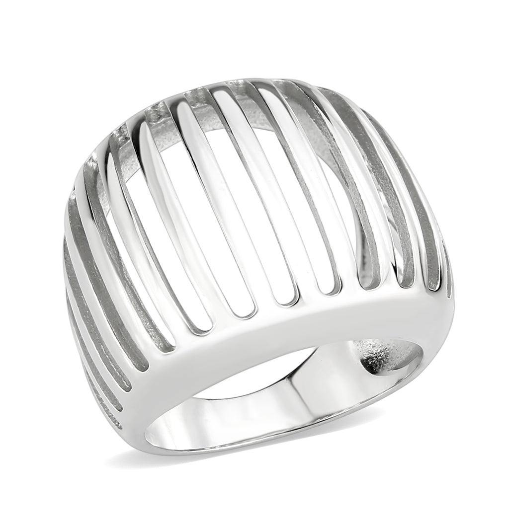 Alamode High polished (no plating) Stainless Steel Ring with NoStone in No Stone - Flyclothing LLC