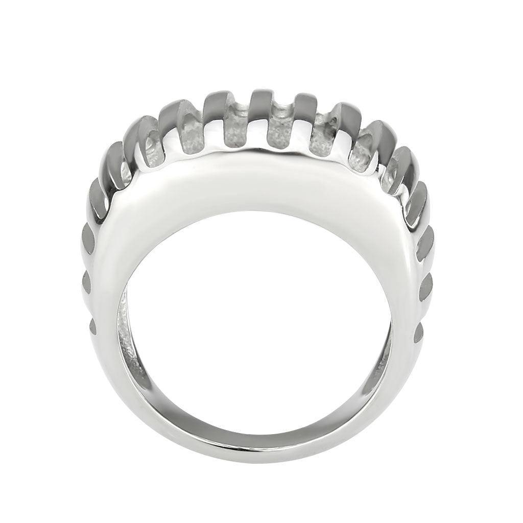 Alamode High polished (no plating) Stainless Steel Ring with NoStone in No Stone - Flyclothing LLC