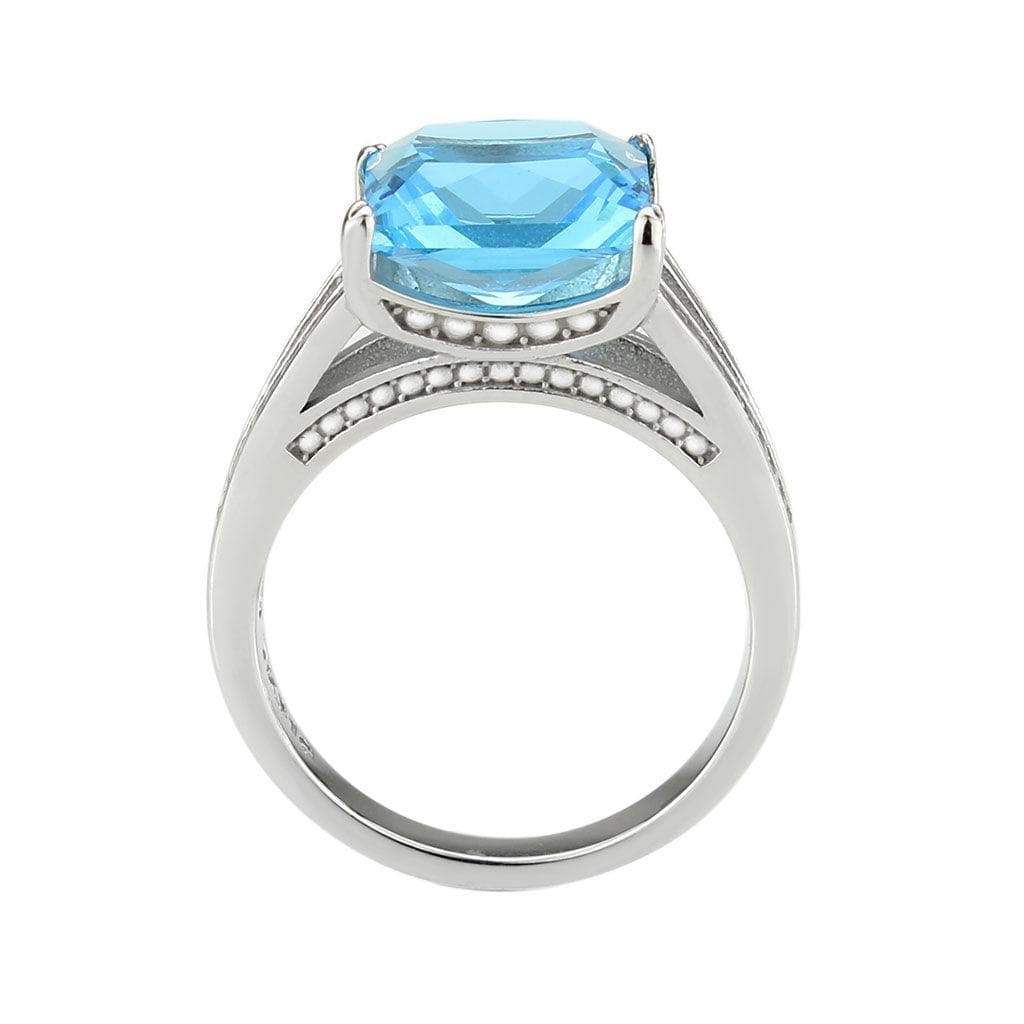 Alamode High polished (no plating) Stainless Steel Ring with Synthetic in SeaBlue - Alamode - Flyclothing LLC