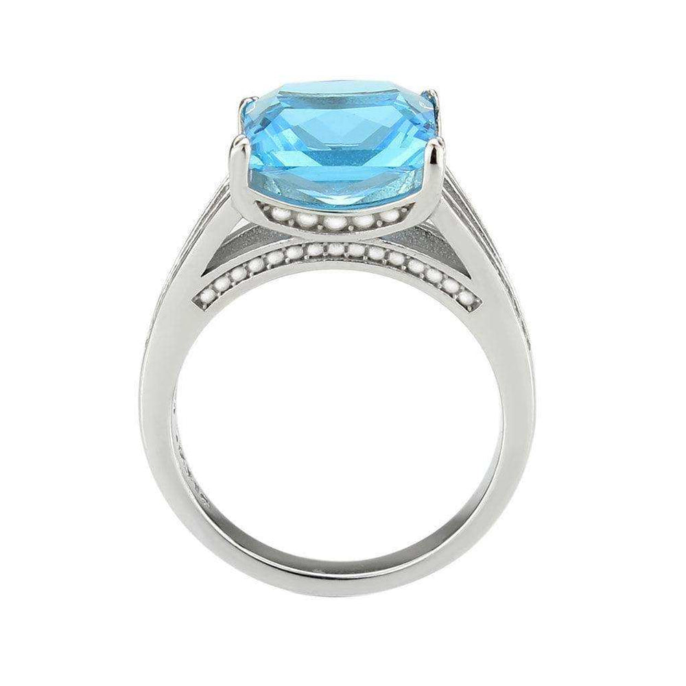 Alamode High polished (no plating) Stainless Steel Ring with Synthetic in SeaBlue - Alamode - Flyclothing LLC