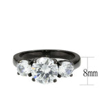 Alamode IP Black (Ion Plating) Stainless Steel Ring with AAA Grade CZ in Clear - Alamode - Flyclothing LLC