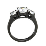 Alamode IP Black (Ion Plating) Stainless Steel Ring with AAA Grade CZ in Clear - Alamode