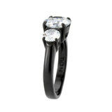 Alamode IP Black (Ion Plating) Stainless Steel Ring with AAA Grade CZ in Clear - Alamode