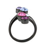 Alamode IP Black (Ion Plating) Stainless Steel Ring with Top Grade Crystal in MultiColor - Alamode