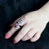 Alamode IP Black (Ion Plating) Stainless Steel Ring with Top Grade Crystal in MultiColor - Alamode - Flyclothing LLC