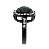 Alamode IP Black (Ion Plating) Stainless Steel Ring with Synthetic in Blue Zircon - Alamode - Flyclothing LLC