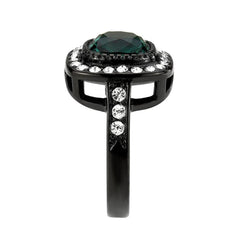 Alamode IP Black (Ion Plating) Stainless Steel Ring with Synthetic in Blue Zircon - Alamode