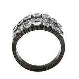 Alamode IP Black (Ion Plating) Stainless Steel Ring with AAA Grade CZ in Clear - Alamode