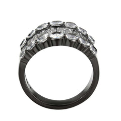 Alamode IP Black (Ion Plating) Stainless Steel Ring with AAA Grade CZ in Clear - Flyclothing LLC