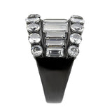 Alamode IP Black (Ion Plating) Stainless Steel Ring with AAA Grade CZ in Clear - Alamode