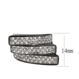 Alamode Two Tone IP Black (Ion Plating) Stainless Steel Ring with Top Grade Crystal in Clear - Alamode - Flyclothing LLC