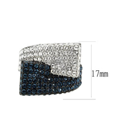 Alamode Two Tone IP Black (Ion Plating) Stainless Steel Ring with Top Grade Crystal in MultiColor - Flyclothing LLC