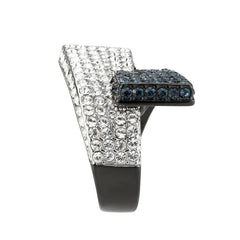 Alamode Two Tone IP Black (Ion Plating) Stainless Steel Ring with Top Grade Crystal in MultiColor - Flyclothing LLC