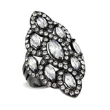 Alamode IP Black (Ion Plating) Stainless Steel Ring with AAA Grade CZ in Clear - Alamode - Flyclothing LLC