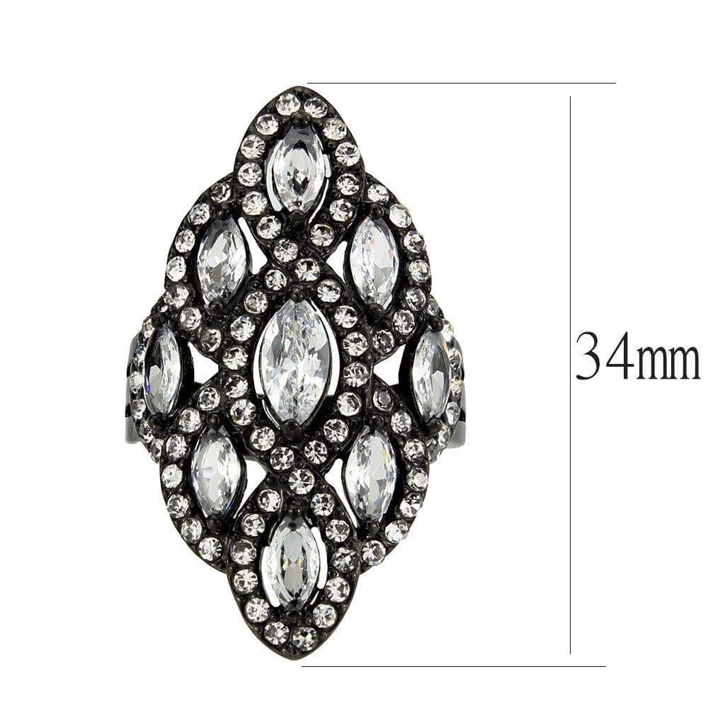 Alamode IP Black (Ion Plating) Stainless Steel Ring with AAA Grade CZ in Clear - Alamode - Flyclothing LLC