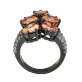 Alamode IP Black (Ion Plating) Stainless Steel Ring with AAA Grade CZ in Champagne - Alamode