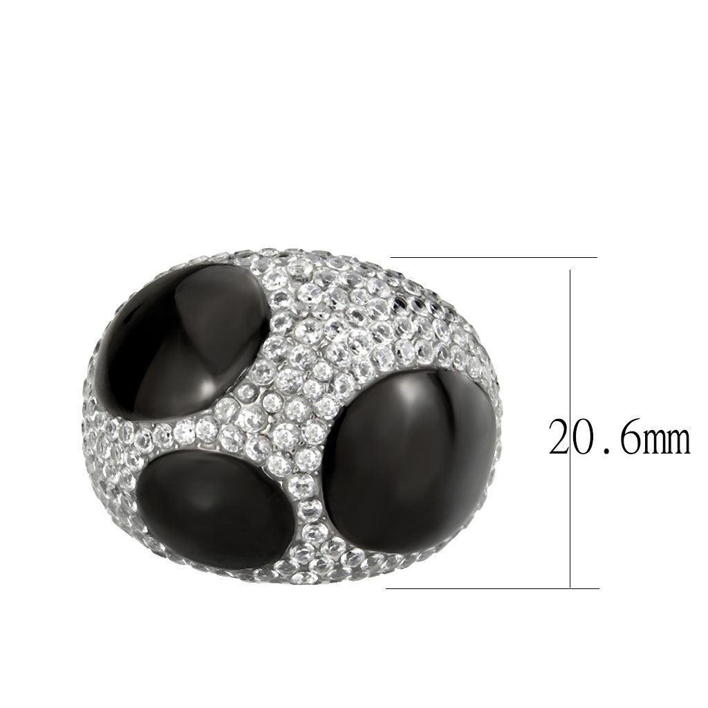 Alamode Two Tone IP Black (Ion Plating) Stainless Steel Ring with AAA Grade CZ in Clear - Flyclothing LLC