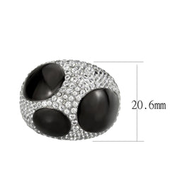 Alamode Two Tone IP Black (Ion Plating) Stainless Steel Ring with AAA Grade CZ in Clear - Flyclothing LLC