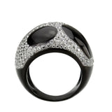 Alamode Two Tone IP Black (Ion Plating) Stainless Steel Ring with AAA Grade CZ in Clear - Alamode