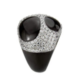 Alamode Two Tone IP Black (Ion Plating) Stainless Steel Ring with AAA Grade CZ in Clear - Alamode - Flyclothing LLC
