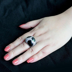 Alamode Two Tone IP Black (Ion Plating) Stainless Steel Ring with AAA Grade CZ in Clear - Alamode