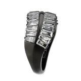 Alamode IP Black (Ion Plating) Stainless Steel Ring with AAA Grade CZ in Clear - Alamode