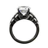 Alamode IP Black (Ion Plating) Stainless Steel Ring with AAA Grade CZ in Clear - Alamode