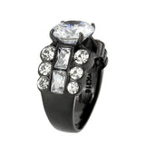 Alamode IP Black (Ion Plating) Stainless Steel Ring with AAA Grade CZ in Clear - Alamode