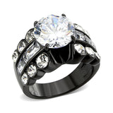 Alamode IP Black (Ion Plating) Stainless Steel Ring with AAA Grade CZ in Clear - Alamode