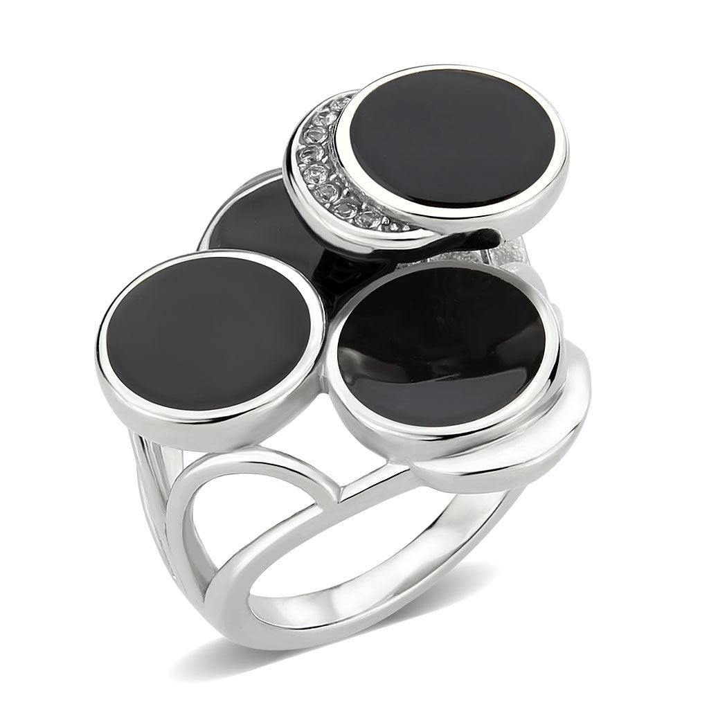 Alamode High polished (no plating) Stainless Steel Ring with AAA Grade CZ in Clear - Flyclothing LLC