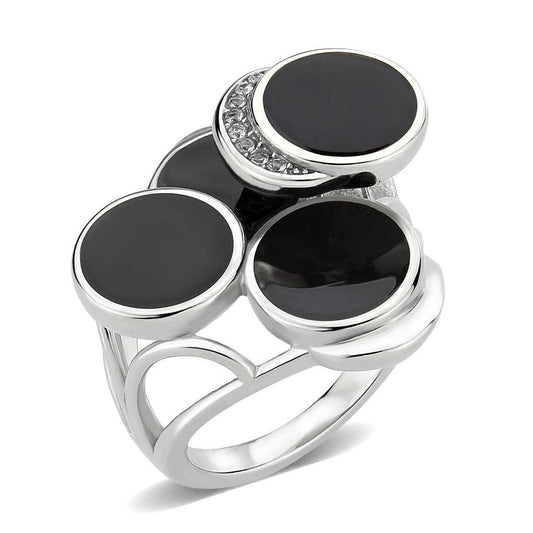 Alamode High polished (no plating) Stainless Steel Ring with AAA Grade CZ in Clear - Alamode