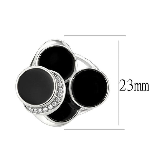 Alamode High polished (no plating) Stainless Steel Ring with AAA Grade CZ in Clear - Alamode