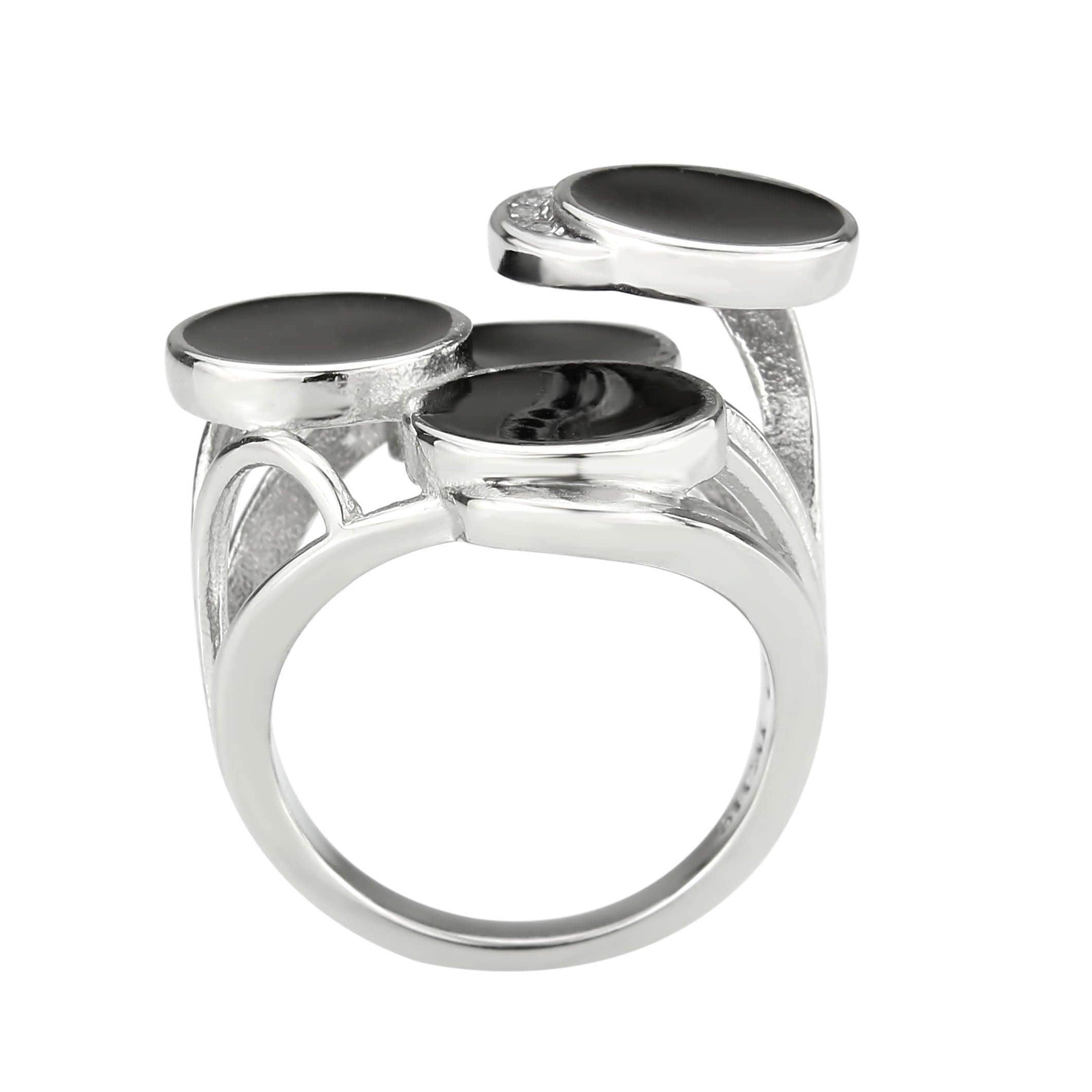 Alamode High polished (no plating) Stainless Steel Ring with AAA Grade CZ in Clear - Alamode