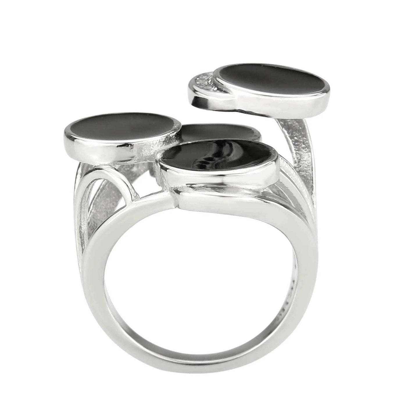 Alamode High polished (no plating) Stainless Steel Ring with AAA Grade CZ in Clear - Alamode - Flyclothing LLC