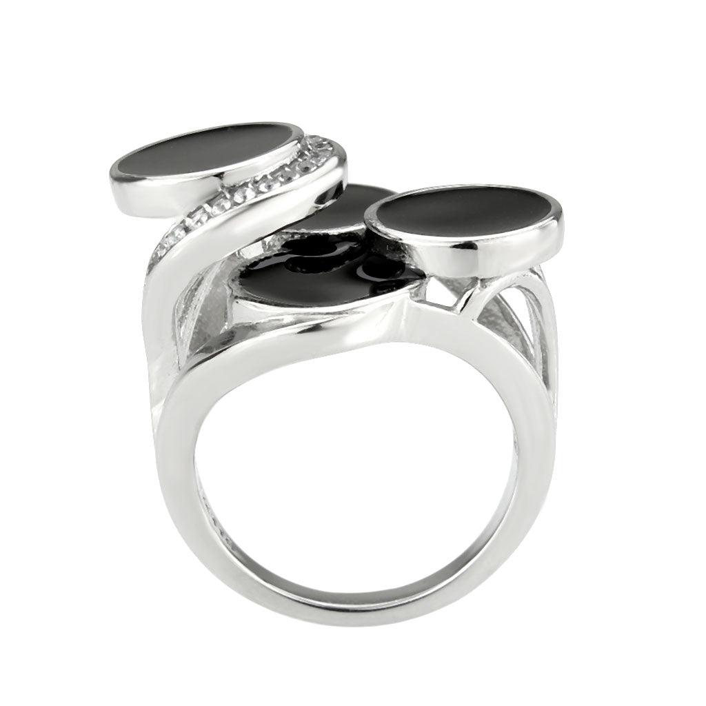 Alamode High polished (no plating) Stainless Steel Ring with AAA Grade CZ in Clear - Flyclothing LLC