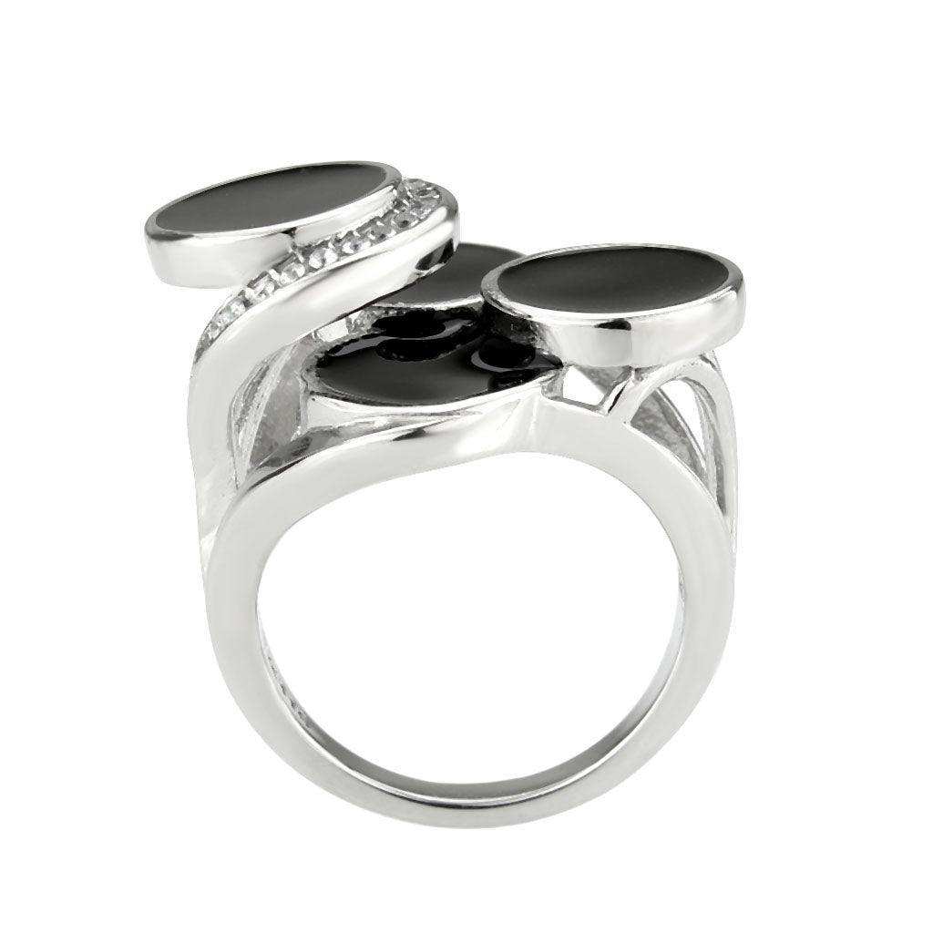 Alamode High polished (no plating) Stainless Steel Ring with AAA Grade CZ in Clear - Alamode - Flyclothing LLC