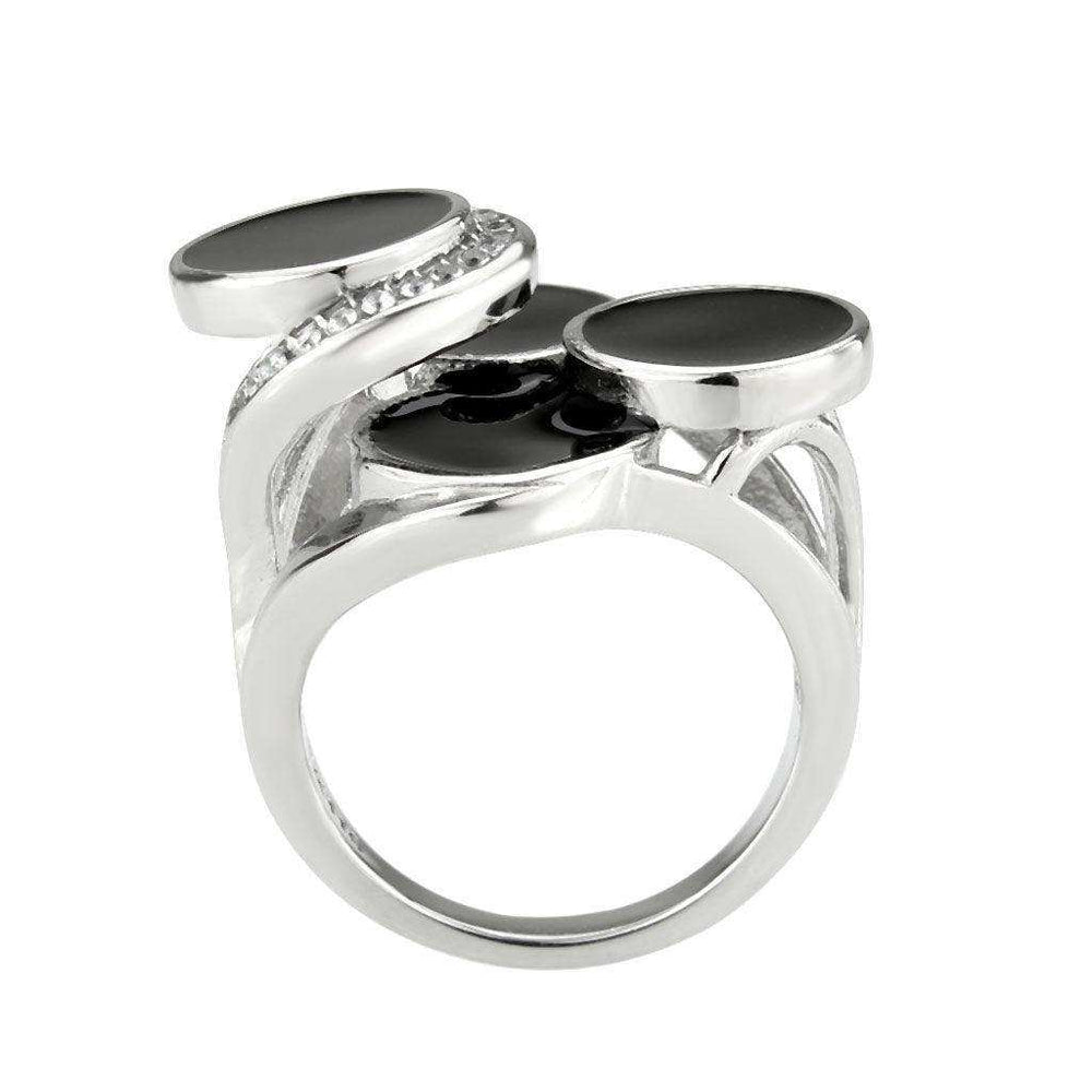 Alamode High polished (no plating) Stainless Steel Ring with AAA Grade CZ in Clear - Alamode - Flyclothing LLC