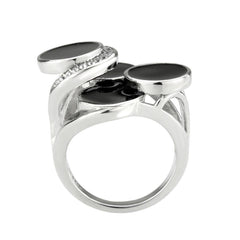 Alamode High polished (no plating) Stainless Steel Ring with AAA Grade CZ in Clear - Alamode