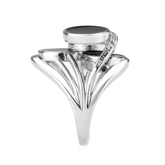 Alamode High polished (no plating) Stainless Steel Ring with AAA Grade CZ in Clear - Alamode