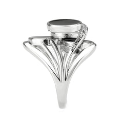 Alamode High polished (no plating) Stainless Steel Ring with AAA Grade CZ in Clear - Flyclothing LLC