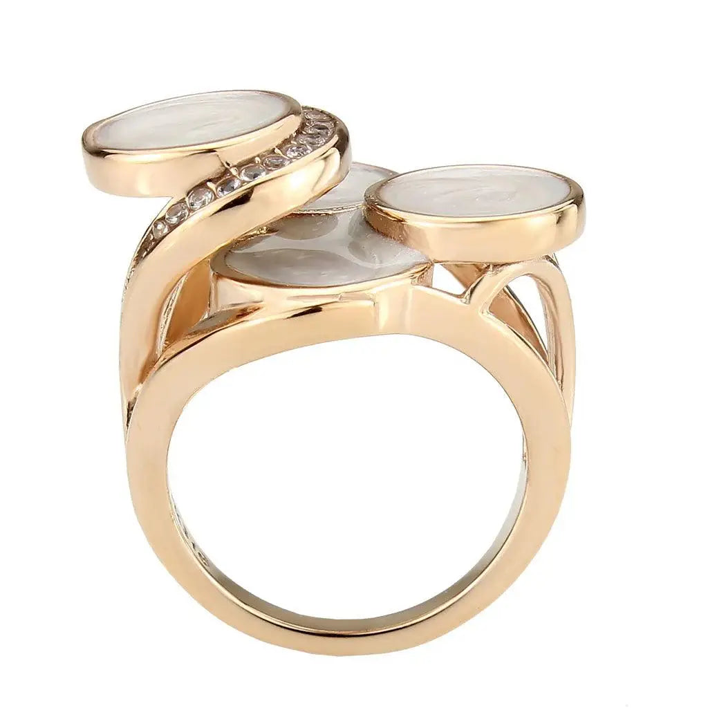 Alamode IP Rose Gold(Ion Plating) Stainless Steel Ring with AAA Grade CZ in Clear - Alamode - Flyclothing LLC