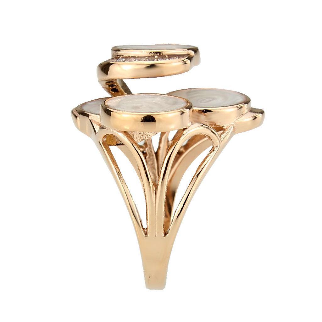 Alamode IP Rose Gold(Ion Plating) Stainless Steel Ring with AAA Grade CZ in Clear - Flyclothing LLC