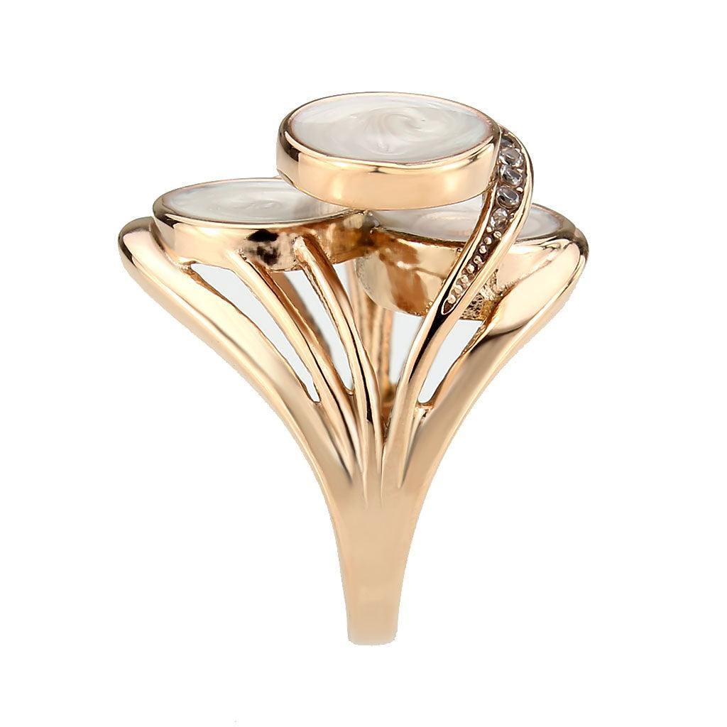 Alamode IP Rose Gold(Ion Plating) Stainless Steel Ring with AAA Grade CZ in Clear - Flyclothing LLC