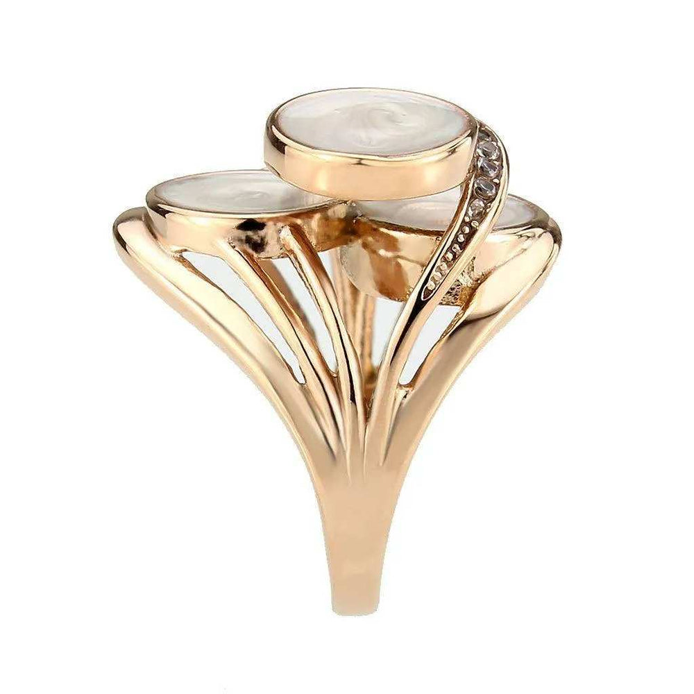 Alamode IP Rose Gold(Ion Plating) Stainless Steel Ring with AAA Grade CZ in Clear - Alamode - Flyclothing LLC