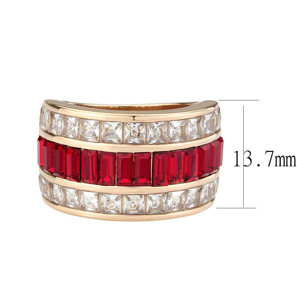 Alamode IP Rose Gold(Ion Plating) Stainless Steel Ring with Top Grade Crystal in Red Series - Flyclothing LLC