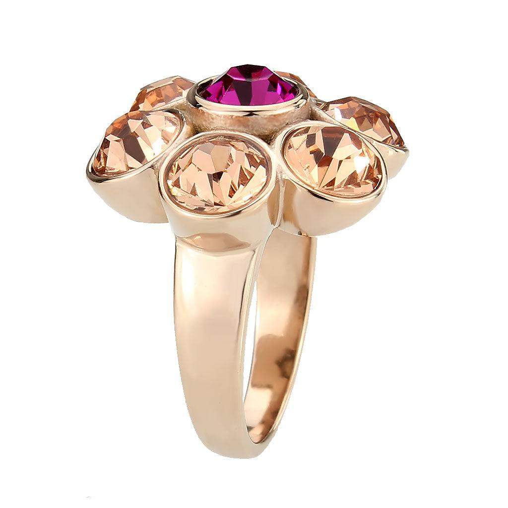 Alamode IP Rose Gold(Ion Plating) Stainless Steel Ring with Top Grade Crystal in MultiColor - Alamode - Flyclothing LLC